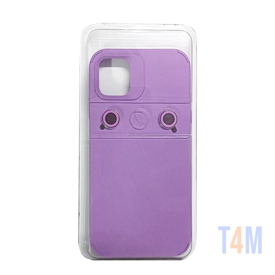 Capa de Silicone com Conjunto de Vidro de Câmera Separado para Apple iPhone 15 Roxo.